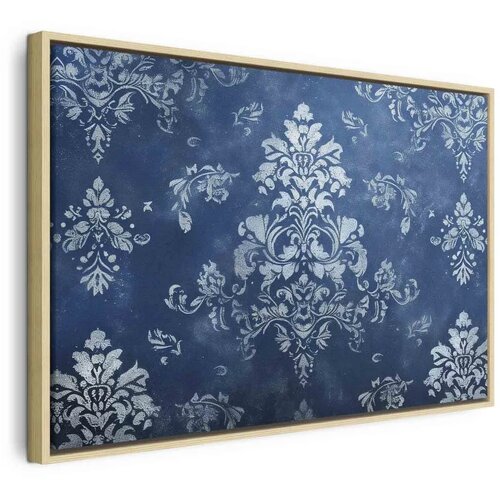  Slika - Retro Ornament Decorative Motif in Worn Blues 60x40 U prirodnom drvenom okviru Cene