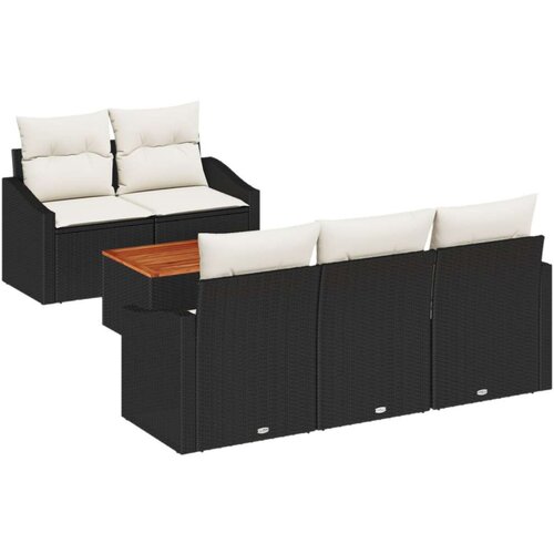  6 komadni vrtni sofaset s jastučićima Crni poli ratan akacija Slike