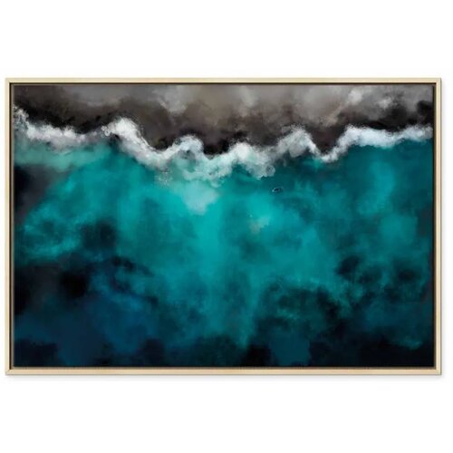 Slika - Blue Lagoon (1 Part) Wide 60x40 U prirodnom drvenom okviru Cene