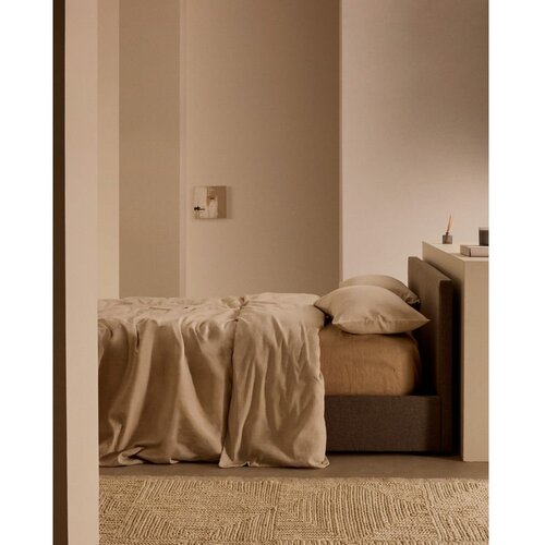 Kave Home Sivi tapecirani krevet s prostorom za odlaganje s podnicom 90x200 cm Nahiri &amp;ndash; Slike