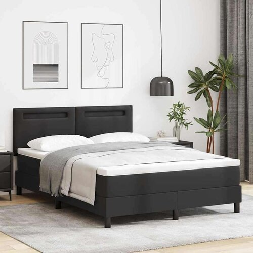 VidaXL Krevet s kutijom opruga i crnim madracem 140x200 cm od umjetne kože Slike