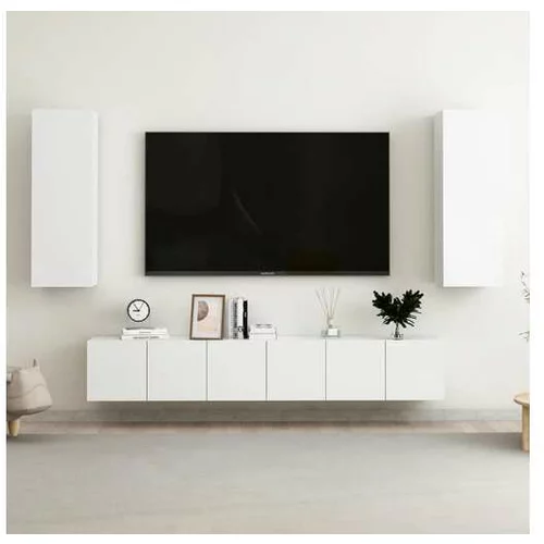  Komplet TV omaric 5-delni visok sijaj bela iverna plošča