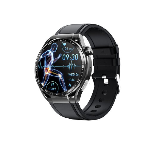 INF Pametna ura z EKG-jem, monitorjem srčnega utripa, sledilnikom telesne pripravljenosti in več &scaron;portnimi načini Black Leather strap, (5000306712) Cene