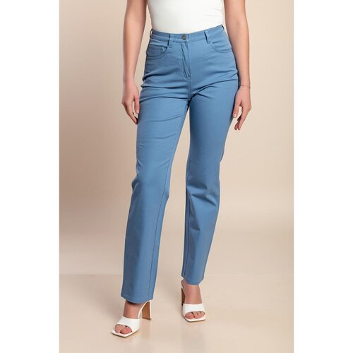 Fenzy Plus Size Bombažne Hlače, Svetlo Modre Cene