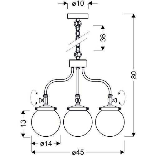 Candellux luster/visilica-BALLET viseća lampa 3X40W E27 Patina Slike