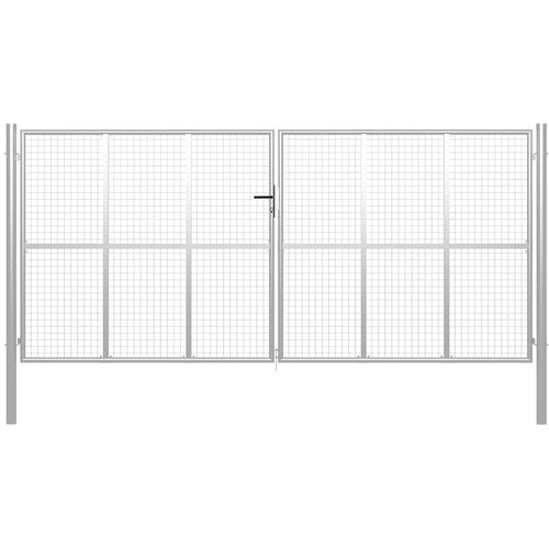  Vrtna vrata od pocinčanog čelika 400x175 cm srebrne boje Cene