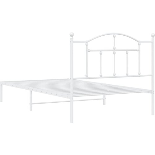  Metalni okvir za krevet s uzglavljem bijeli 107x203 cm Slike