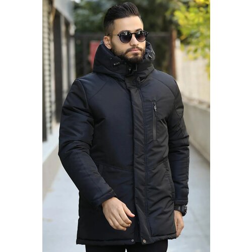 D1fference Men's Black Shearling Inner Winter Coat & Coat & Parka with a Waterproof And Windproof Hood. Cene