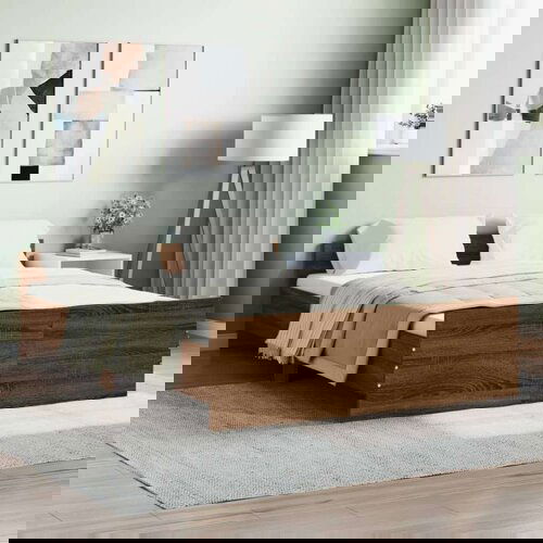  Kreveta s uzglavljem i podnožjem boja hrasta 140x190 cm Slike