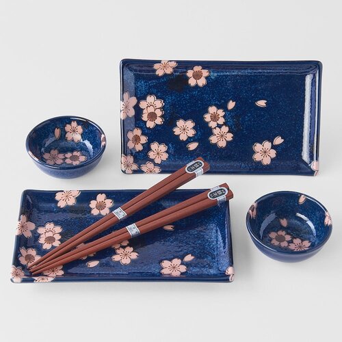 MIJ 6-dijelni set plavog keramičkog posuđa za sushi Sakura Cijene