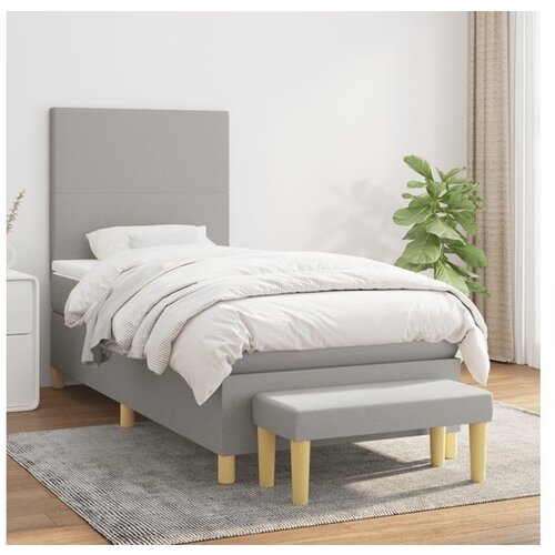  Box spring postelja z vzmetnico svetlo siva 80x200 cm blago Cene