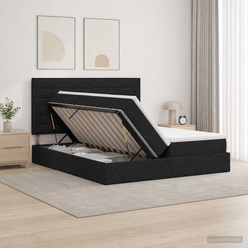  s od storage s uzglavljem Crna 180 x 200 cm Tkanina Cijene