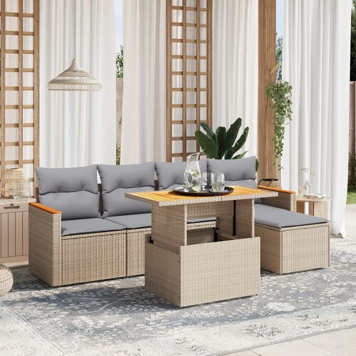 vidaXL 6-dijelni set vrtnih sofa s jastucima bež od poliratana Cijene