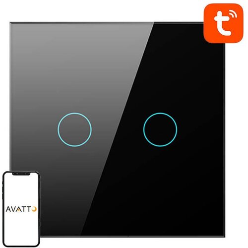  Pametno stekleno LED WiFi stikalo touch TUYA 2-kanalno črno Alexa Google Assistant Cene