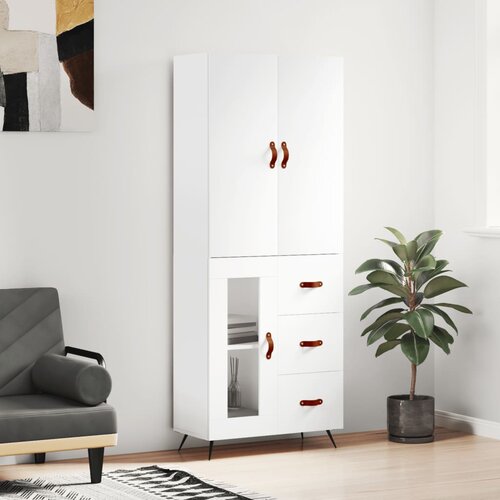 vidaXL Visoka omara bela 69,5x34x180 cm inženirski les Cene