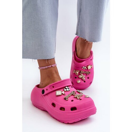 Kesi Women's lightweight foam slippers with thick soles with fuchsia pins Effiora Slike