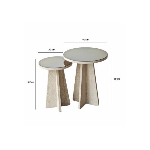 Hanah home Club set stolova Luna, 2 dijela, krem Slike