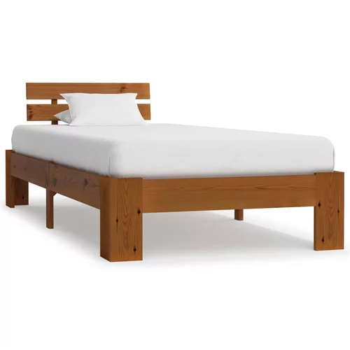 vidaXL Okvir za krevet od masivne borovine boja meda 90 x 200 cm