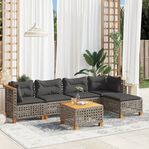 vidaXL 6-dijelni set vrtnih sofa od poliratana s jastucima sivi Cijene