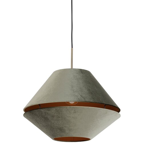QAZQA Moderne hanglamp brons met dubbele velours kap groen - Combi 1 Slike