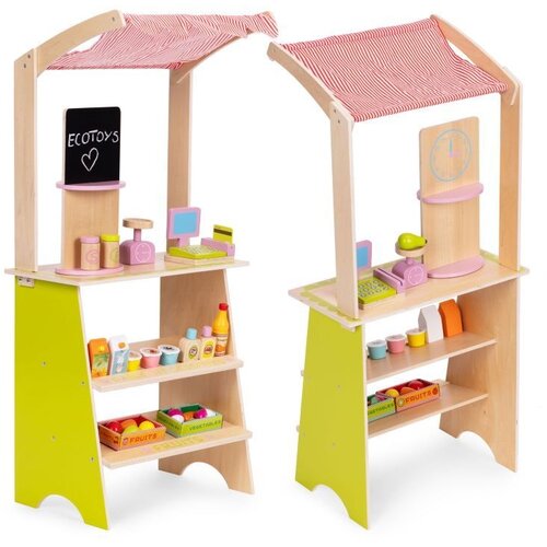 ECO TOYS Drvena dečija pijaca sa vagom, POS terminalom i dodacima, 20 delova &amp;ndash; EcoToys Slike