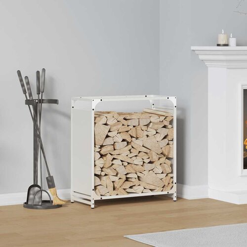 VidaXL stojalo za drva belo 60x28x65 cm hladno valjano jeklo Slike