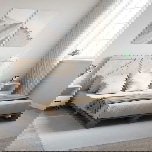 vidaXL Okvir za krevet s uzglavljem sivi 140x200cm od masivne borovine Cijene