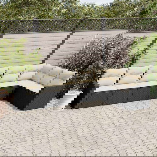  7-dijelni set vrtnih sofa od poliratana s jastucima crni Cijene
