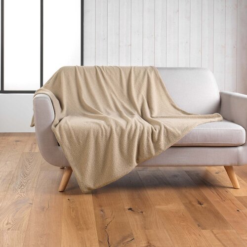 Douceur d int&amp;eacute;rieur Bež deka od flisa 180x220 cm Curly Wooly &amp;ndash; Slike
