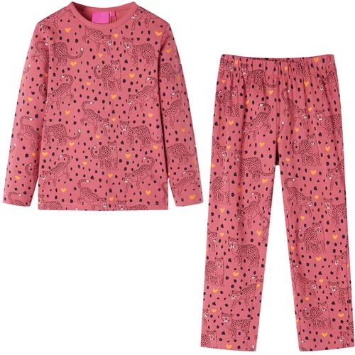 vidaXL Otroška pižama z dolgimi rokavi starinsko roza 116