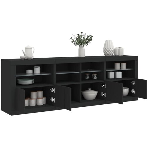 vidaXL Komoda s LED svjetlima crna 202x37x67 cm Cijene