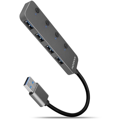Axagon HUE-MSA Superspeed USB-A Switch Hub 4x USB 3.0 aktiv - 20cm schwarz USB 3.2 Gen 1 (3.1 Gen 1) Type-A 5000 Mbit /s Grey Slike