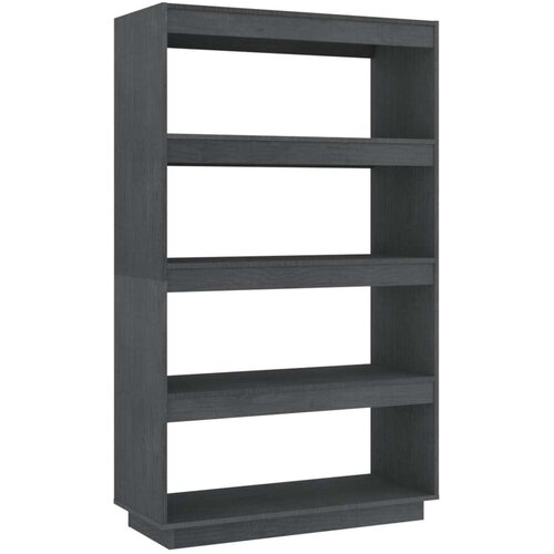 VidaXL knjižna omara za razdelitev prostora siva 80x35x135 cm borovina Slike