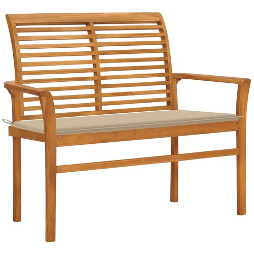 vidaXL Vrtna klop z bež blazino 112 cm trdna tikovina Cene