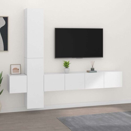  5-dijelni set TV ormarića bijeli od konstruiranog drva Cijene