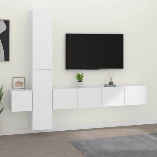  Komplet TV omaric 5-delni bel inženirski les, (20913646)