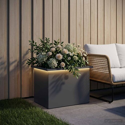  Vrtna posuda za sadnju s LED svjetlom Antracit 40 x 60 x 40 cm Slike