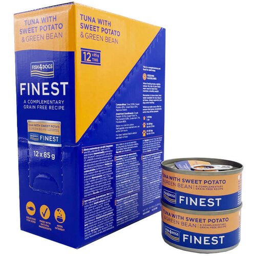 Fish4Dogs tuna s sladkim krompirjem in stročjim fižolom - pakiranje 12 x 85 g Slike