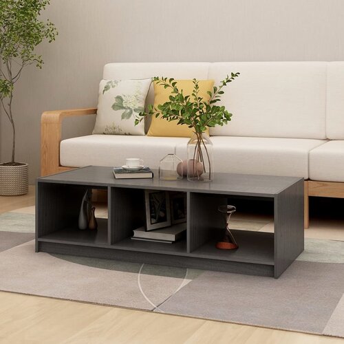 VidaXL stolić za kavu sivi 110 x 50 x 34 cm od masivne borovine Slike