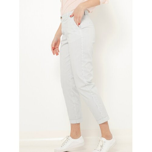Camaieu White Striped Shortened Trousers - Women Cene
