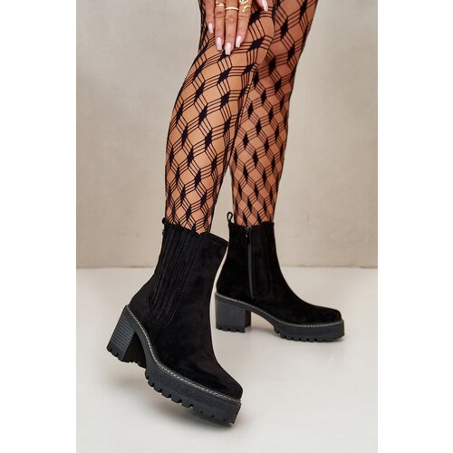 Boto Women's Heeled Boots Made Of Eco Suede Insulated Black Nevitas Cene