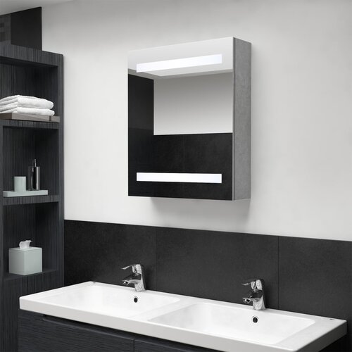 The Living Store LED kopalniška omarica z ogledalom betonsko siva 50x14x60 cm - Kopalniška Omarica, (21436901) Cene
