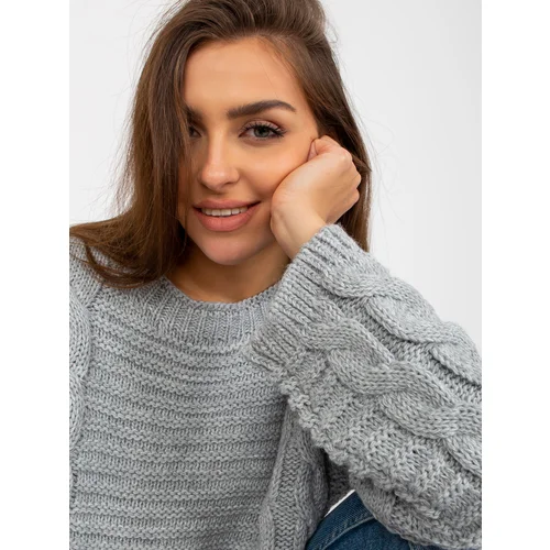Fashionhunters Gray sweater with braids and RUE PARIS wool