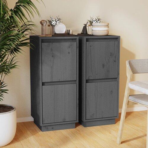 vidaXL komoda 2 kosa siva 31,5x34x75 cm trdna borovina Cene