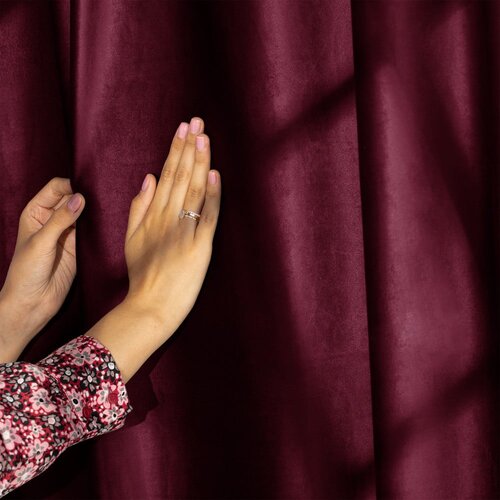 Restilo Bordo rdeča žametna zavesa za delno zatemnitev 140x270 cm Eyelets &amp;ndash; Slike