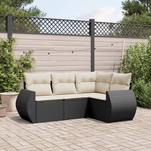  4-dijelni set vrtnih sofa od poliratana s jastucima crni Cijene