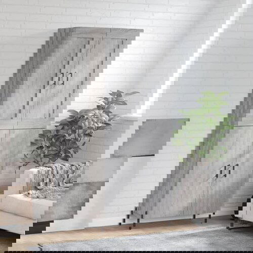 The Living Store Visoka komoda siva sonoma 69,5x34x180 cm inženirski les - Visoka Omarica, (21436304) Slike
