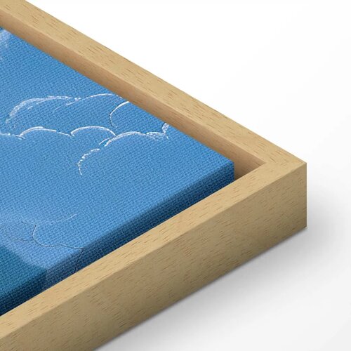  Slika - Blue Sky Breaking Through White Fluffy Clouds 120x80 U prirodnom drvenom okviru Slike