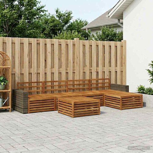  Set vanjskih sofa 6 kom. Prirodna Čvrsto drvo akacije Slike