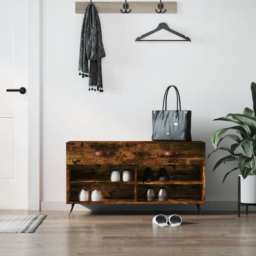 vidaXL Klop za čevlje dimljen hrast 102x35x55 cm inženirski les Cene